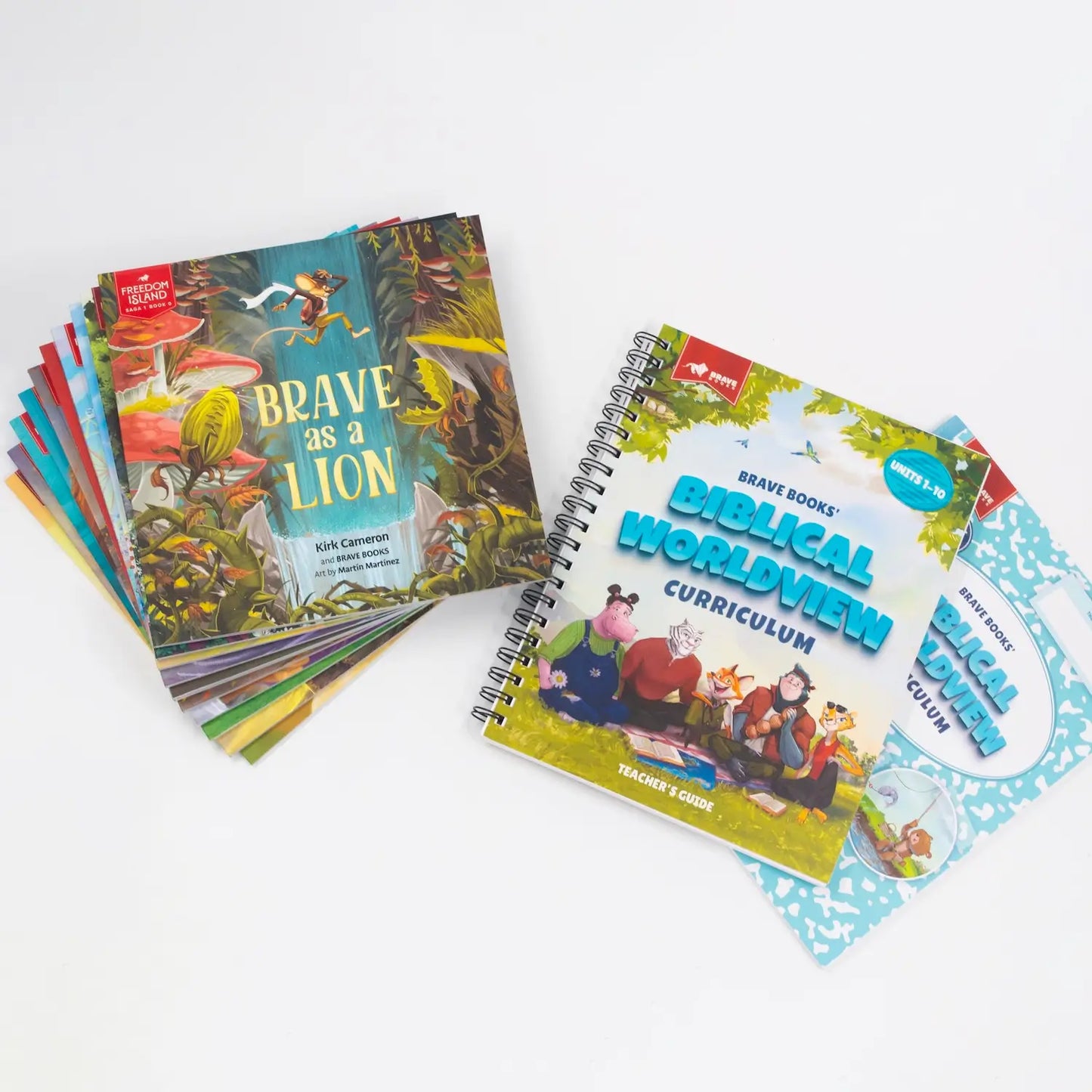 Children's educational books on a white background