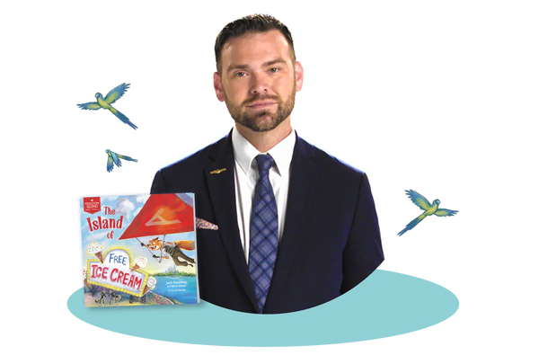 Jack Posobiec with his Children's book, The Island of Free Ice Cream