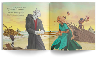 Trent Talbot's new children's book, A Tale of Two Tigers open spread