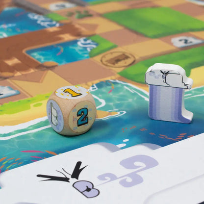 Brave Books Beat the Flood board game dice and cloud pieces