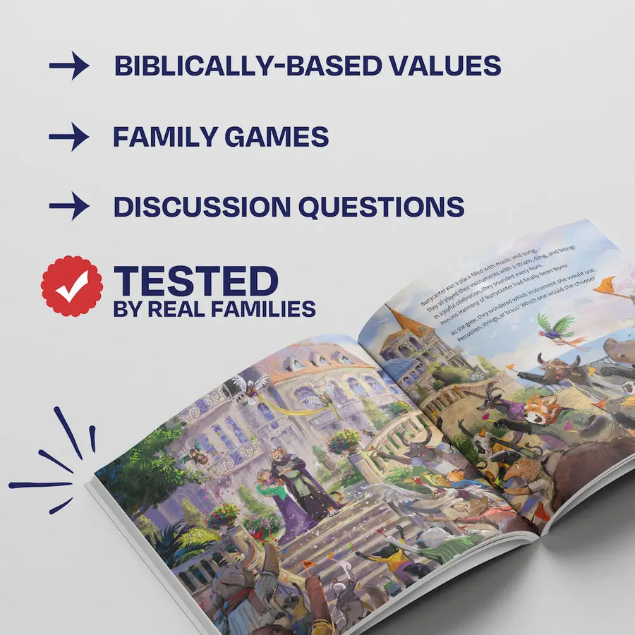 Freedom Island books are have biblically-based values, family games, and discussion questions