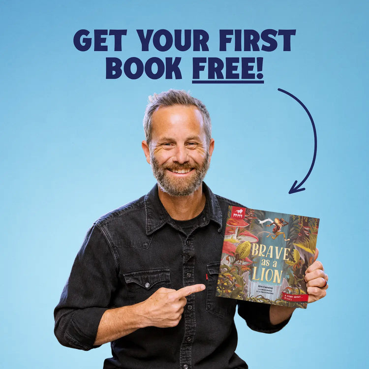 Kirk Cameron holding his book Brave as a Lion