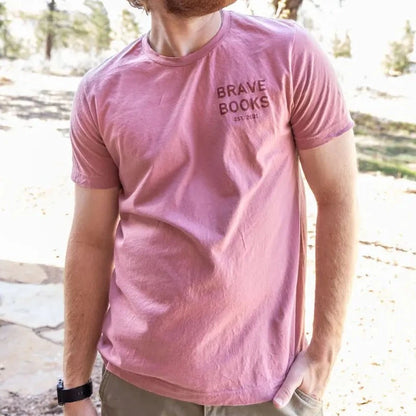 Man wearing BRAVE Books apparel