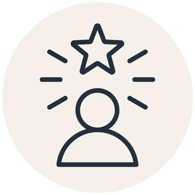 Person with a star over them icon representing confidence
