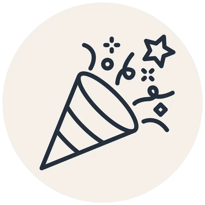 Confetti cannon icon representing engaging content