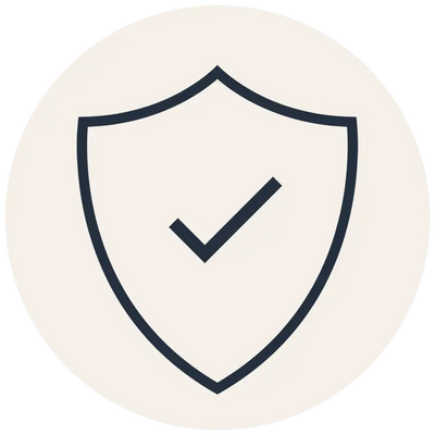 Shield with checkmark icon representing safe streaming