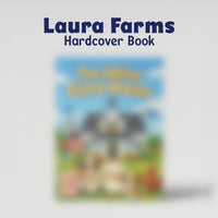 Blurred image of a 'Laura Farms Hardcover Book' with a farm scene on the cover.