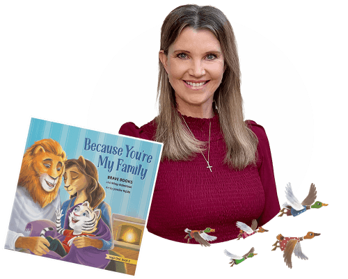 Missy Robertson with her Christian childrens book, Because You're My Family