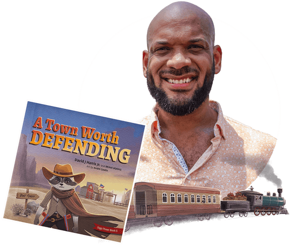 David Harris Jr. with his new Christian children's book, A Town Worth Defending