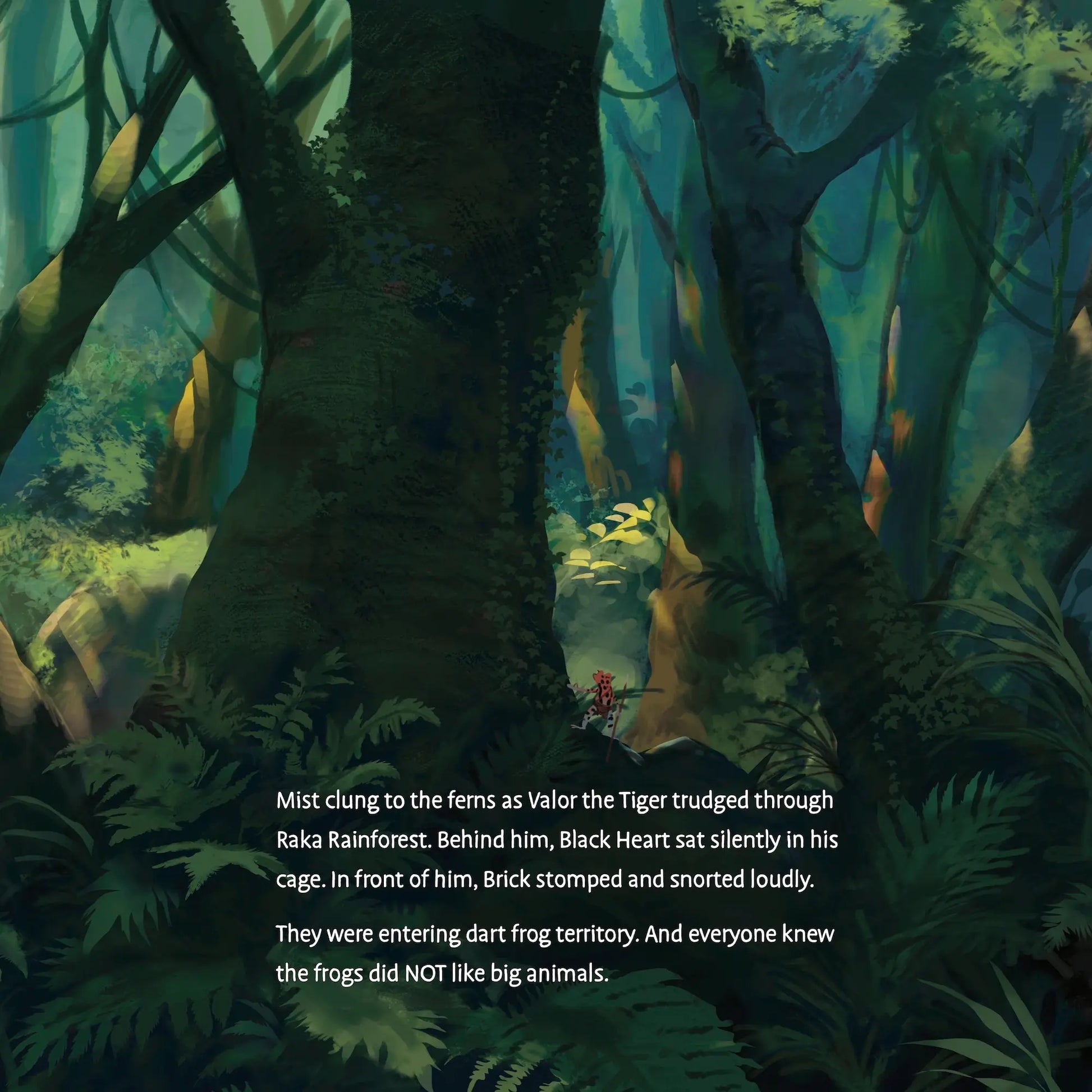 Illustration of a jungle scene with text overlay